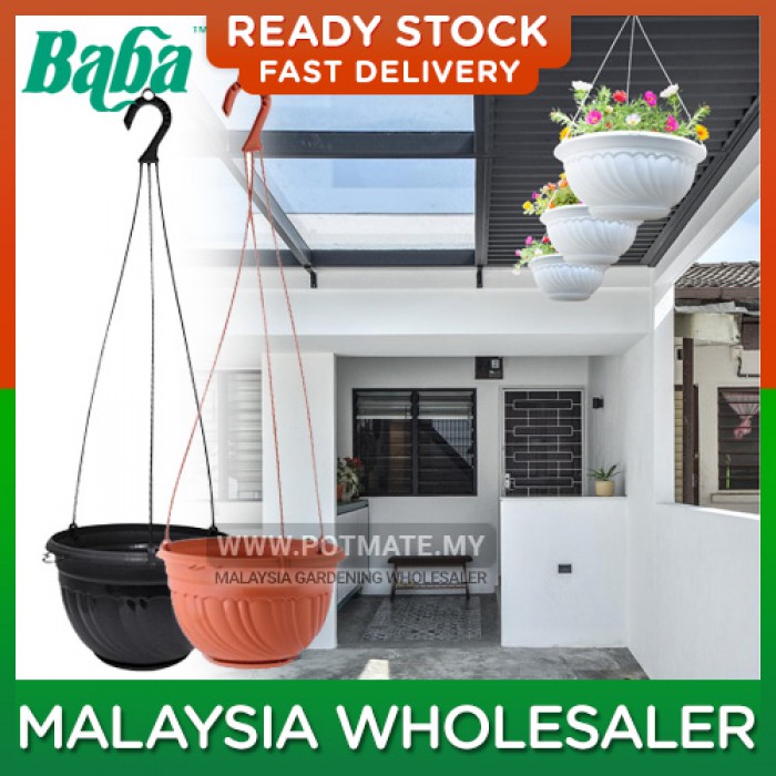 (19.8cm) Baba BI-HP198 + 930B Round Hanging Pot Biodegradable Flower Pasu Gantung Pot Round Home Garden Nursery Pasu