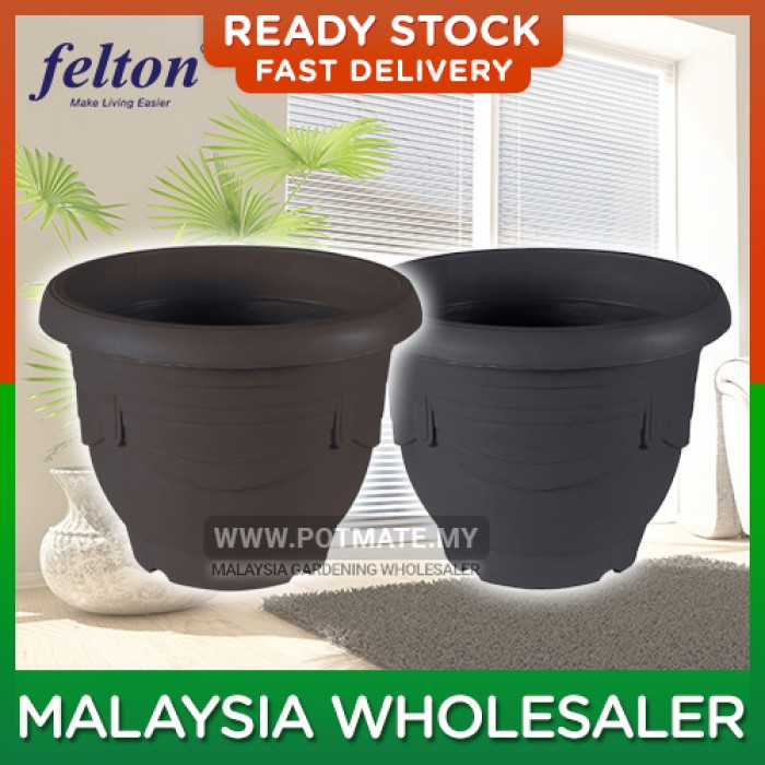 33.5cm (bottom 18.5cm) - Felton Round Pot FBL114 Flower Pot Pattern With Hole Plant Plastic Pasu Bunga Plastik Modern Design Home