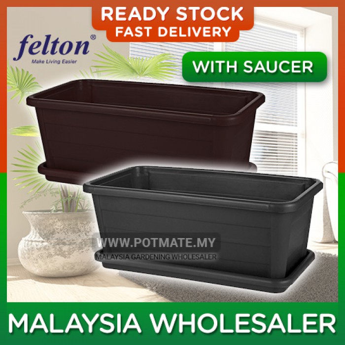 46.3cm (bottom 44.4cm) - Felton Planter Pot FBL2239 Flower Pot with Saucer Hole Plant Plastic Pasu Bunga Plastik Modern