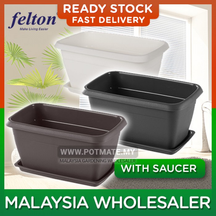 23.3cm (bottom 21.1cm) - Felton Planter Pot FBL2296 Flower Pot with Saucer Hole Plant Plastic Pasu Bunga Plastik Modern