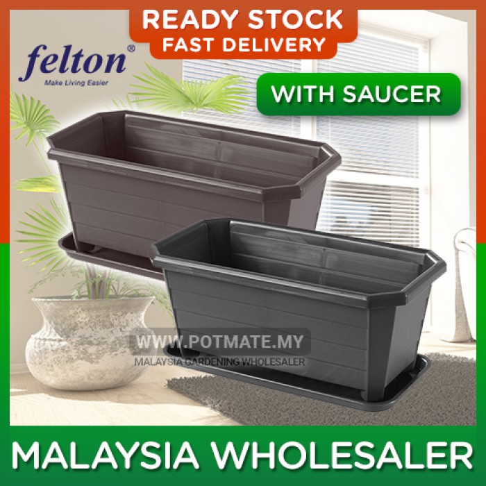 36.9cm (bottom 34.5cm) - Felton Planter Pot FBL2324 Flower Pot with Saucer Hole Plant Plastic Pasu Bunga Plastik Modern