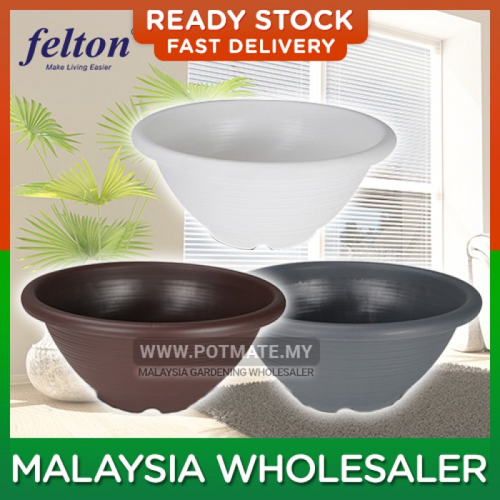 28.5cm (bottom 12.7cm) - Felton Round Pot FBL2464 Flower Pot With HolePlant Plastic Pasu Bunga Plastik Modern Design Home