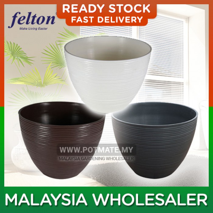 15cm (bottom 8cm) - Felton Round Pot FBL2477 Flower Plant Plastic Pasu Bunga Plastik Modern Design Home