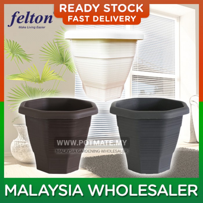 39.5cm (bottom 22.8cm) - Felton Round Pot FBL2526 Flower Pot Pattern With Hole Plant Plastic Pasu Bunga Plastik Modern Design Home