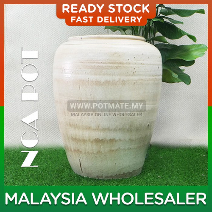 72cm - NCA Oval Beige Egg Shape Ceramic Flower Pot Indoor Outdoor Garden Landscape Decoration