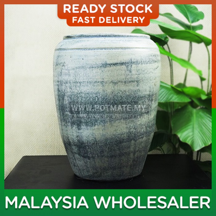 54cm - NCA Oval Grey Beige Ceramic Flower Pot Indoor Outdoor Garden Landscape Decoration