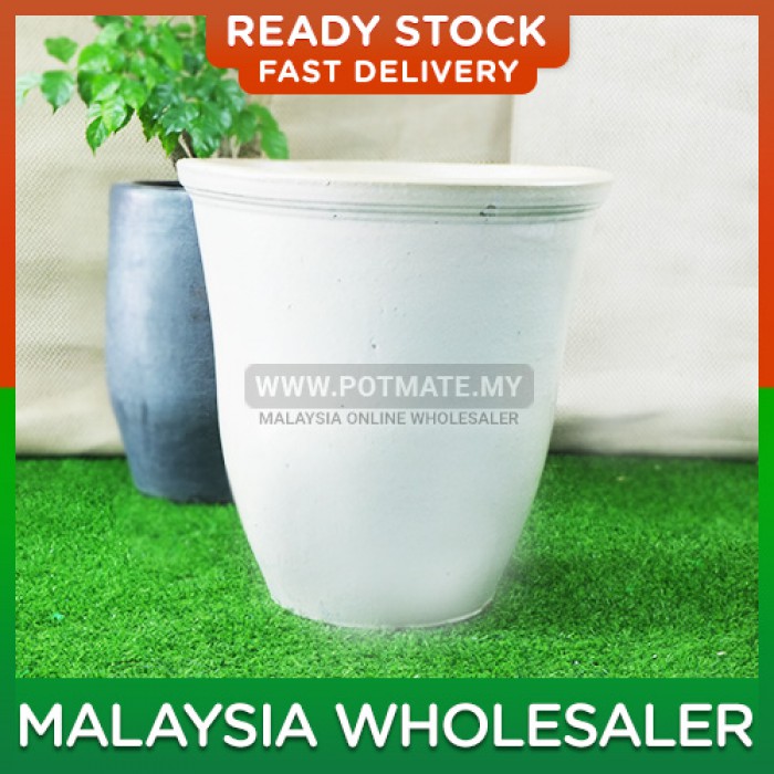 55cm - New White Water Pot Ceramic Bowl Shape Flower Pot Indoor Outdoor Garden Landscape Decoration