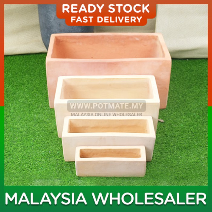 46cm - Terracotta Planted Box Rectangle Shape Flower Pot Indoor Outdoor Garden Landscape Decoration