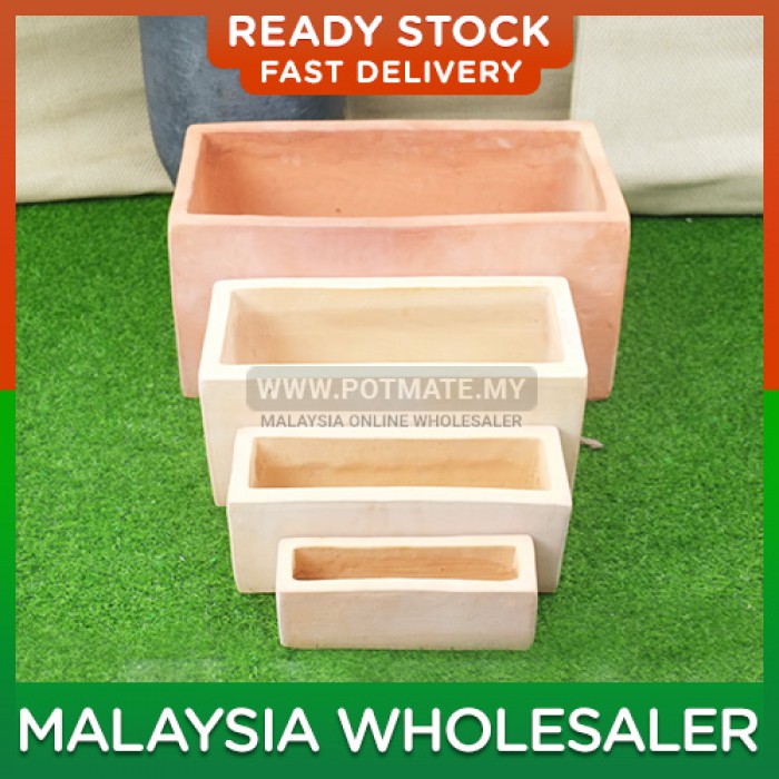 34cm - Terracotta Planted Box Rectangle Shape Flower Pot Indoor Outdoor Garden Landscape Decoration