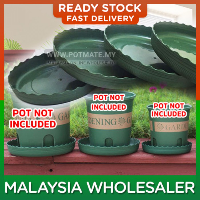 16cm (inner 14cm) - Flower Plant Plastic Green Pot Saucer Design Round Garden Nursery Pasu Lapek Bunga Pokok Plastik