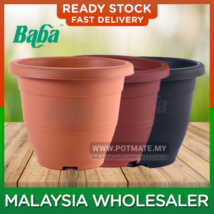 (46.5cm) Baba BI-EG-465 Elegant Series High Quality Biodegradable Flower Pot Round Home Garden Nursery Pasu Bunga Plastik	