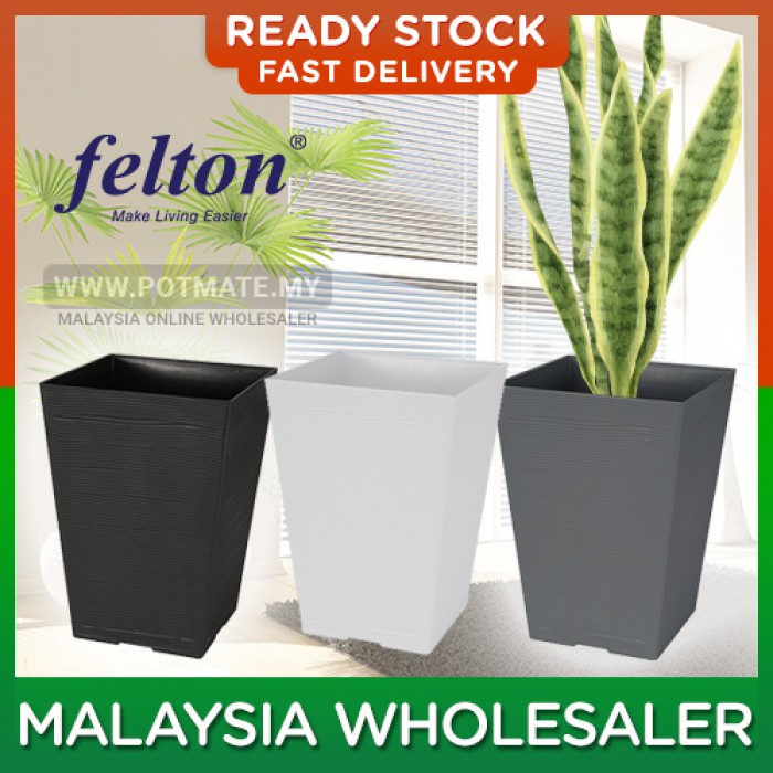 20cm (bottom 14.5cm) - Felton Square Pot 2512 Flower Plant Plastic Modern Design Home Garden Indoor Outdoor Pasu Bunga