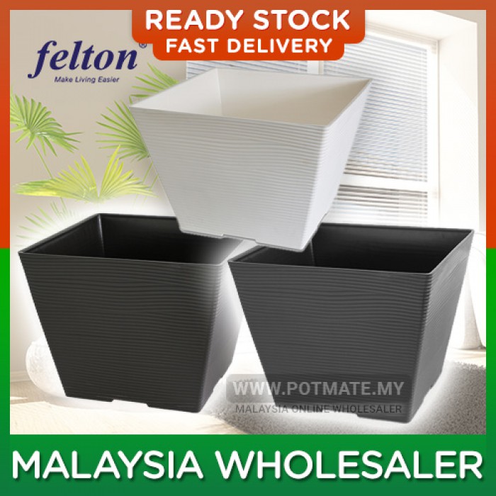 25cm (bottom 18cm) -  Felton Square  Pot 2491 Flower Plant Plastic Modern Design Home Garden Indoor Outdoor Pasu Bunga